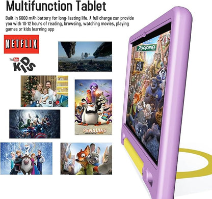 Kids Tablet with Strap, Android 14 Tablet for Kids 10 inch, Toddler Tablets Octa-Core 64GB 1TB Expandable, Children's Tablets with Case, Bluetooth WiFi Parental Control Dual
