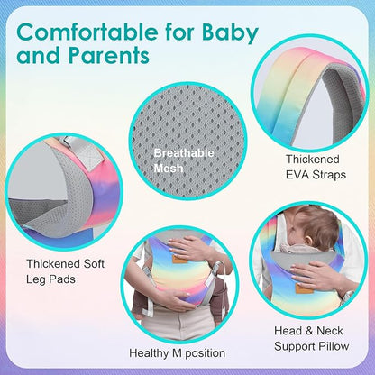 Baby Carrier Newborn to Toddler, Ergonomic Adjustable Toddler Carriers for 7-66 Lbs, Cozy Lightweight Infant Carrier with Neck Support, Baby Holder Carrier with Lumbar Support for Mom Dad