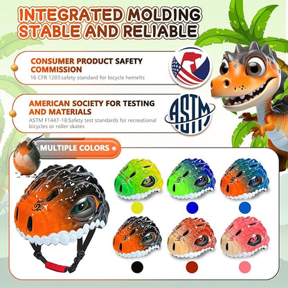 Toddler/Kids Bike Helmet Set for Boys Girls 3D Adjustable Kids Helmet Protective Gear Set Knee Elbow Wrist Pads and Multi-Sports Skateboard Scooter Cycling Roller Balance Bike