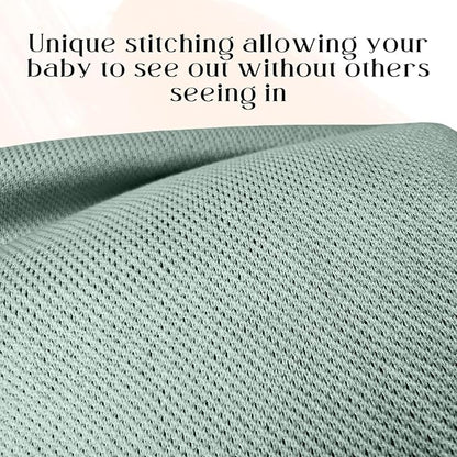 Peekaboo Nursing Cover Up for Breastfeeding - Breathable Knit - Soft Organic Cotton & Cashmere Breast Feeding Poncho for Women - Privacy Feature - Includes Mesh Laundry Bag (Sage)