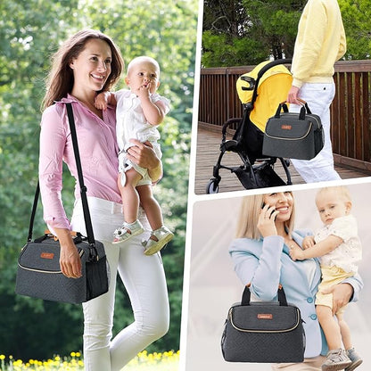 Breastmilk Cooler Bag with Ice Pack Fits 6 Baby Bottles up to 9 Ounce, Wearable Breast Pumps Cooler Bag for Nursing Mom Daycare, Work, Travel- Dark Grey