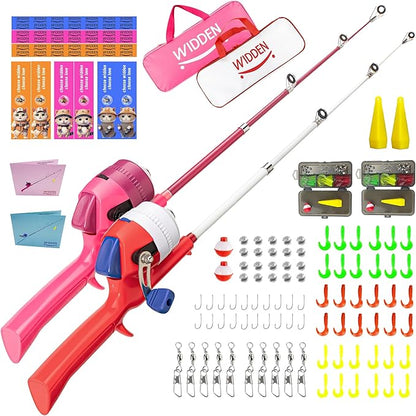 Kids Fishing Pole, Telescopic Fishing Rod, Toddler Collapsible Fishing Rod and Reel Combo with Tackle Box, Fishing Line, Bobber, and Soft Lures for Boy, Girl, Youth, Beginner, Over 4 Years Old