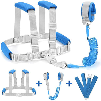 Accmor 3 in1 Toddler Harness Leash, Soft Kid Harness with Anti Lost Wrist Link, Baby Leash, Leash for Toddlers, Child Walking Harness Kids Leash Wristband Rope Belt with Lock for Baby Boys