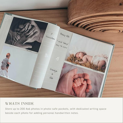 Elegant Linen Photo Album - 200 Acid-Free Pockets for 4x6 Pics - Perfect for Weddings & Gifts