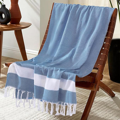 Blue Throw Blanket Bedroom Decor Living Room Accessories Sofa Couch Cover Chair Apartment Essential Home Finds Navy House Goods Nautical Kids Teen Boy Shark Lake Nursery Decoration Birthday Gift