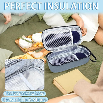 Breastmilk Cooler Bag with Ice Pack, Portable Insulated Breast Milk Storage Cooler Bag, Small Stylish Breastmilk Storage Bag Cooler with Wrist Strap (Grey)