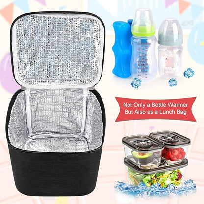 Accmor Breastmilk Cooler Bag with Ice Pack, Baby Bottle Cooler Bags, Insulated Bottle Cooler Tote Bags On The Go, Fits 4 Large 8oz Bottles, for Nursing Mom Daycare Travel, Black