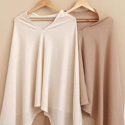 Konssy Nursing Cover for Breastfeeding, Soft & Breathable Privacy Poncho, Multi-Use Feeding Shawl, Comfortable & Portable Breastfeeding Cover for Women (Camel)