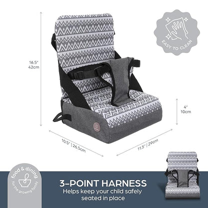 Dreambaby Grab ‘N Go Travel Booster Seat – Portable Toddler High Chair for Dining (6M-5Y) with Storage & Shoulder Strap