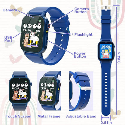 Kids Smart Watch Boys with 32 Games, Kids Watch for Boys Age 5-12 with HD Touch Screen Camera Pedometer Video Music Player Audiobook, Toys for 10 9 8 7 6 5 Year Old Boy Birthday Gift