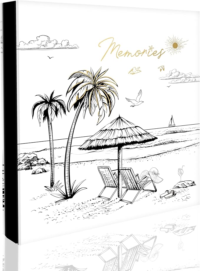 Holoary Travel Photo Album 4x6 500 Photos, Five Pictures Per Page, Large Beach and Vacation Album, Printed Book Cover Travel Design for Honeymoon Memories