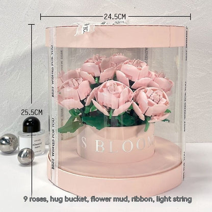 Building Blocks Rose Bouquet Flower Pot