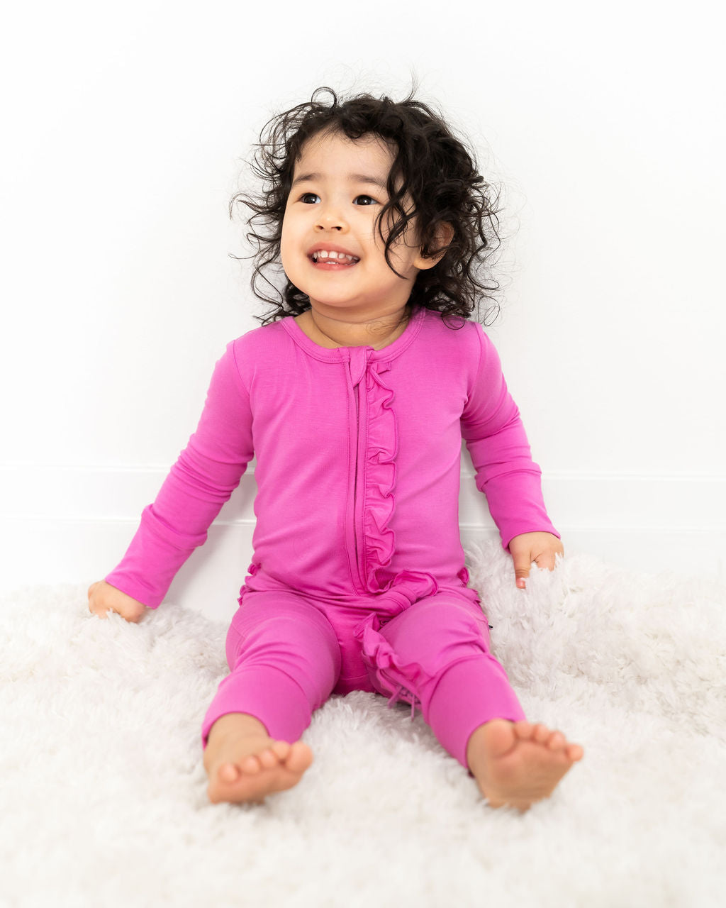 Korrie Pink Bamboo Ruffle Convertible Footie