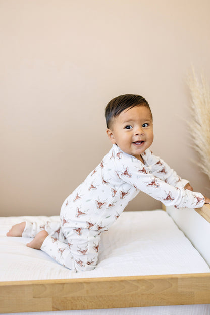 Reindeer Games Ribbed Bamboo Zippy Pajamas *NB to 3/6m left