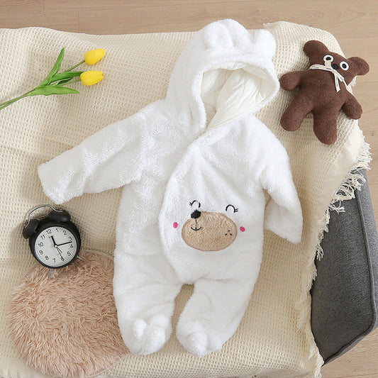 Cartoon Bear Velvet Romper Thickened Jumpsuit Romper Korean Trend Version