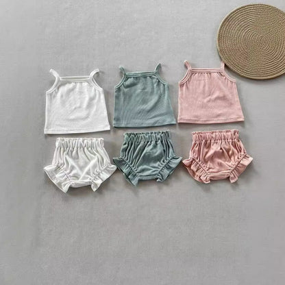 PP Shorts Thin Rib Cotton Women's Home Wear Two-piece Set