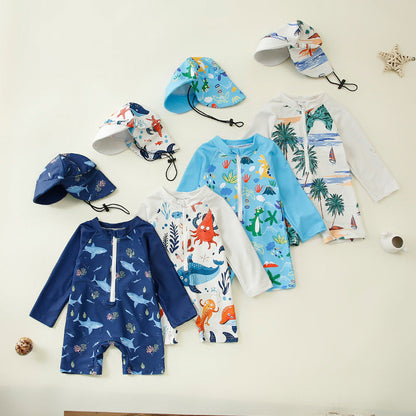 Jumpsuit Children's Swimsuit Hat Polyester