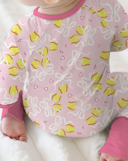Softball Cherry Mom And Girl Matching Bamboo Convertible Zippy