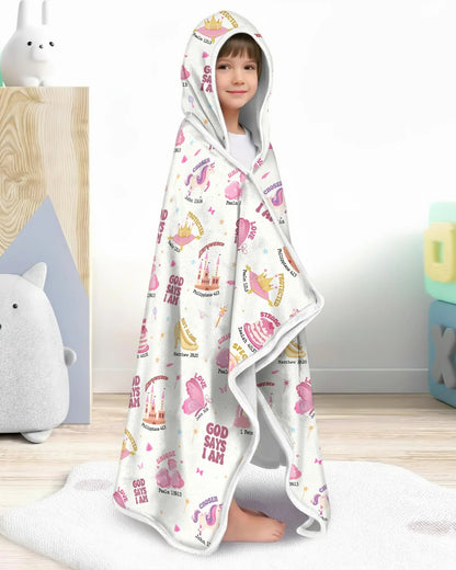 God Says I Am Girl Bamboo Wearable Hooded Blanket
