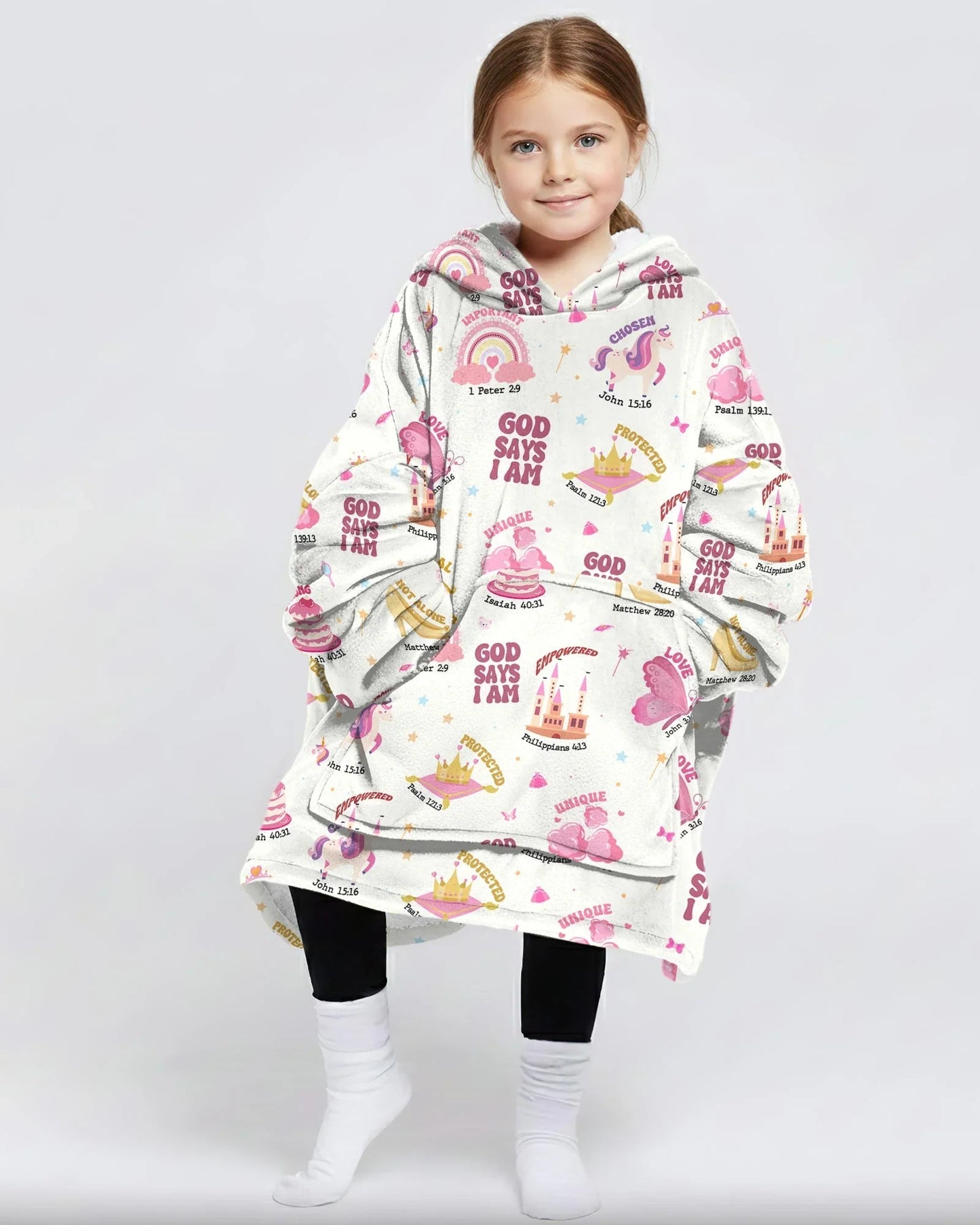 God Says I Am Girl Wearable Bamboo Blanket Hoodie