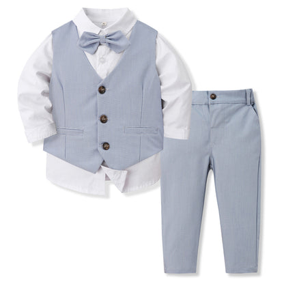 Banquet Party Gentleman Bow Tie Vest Dress Boys' Three-piece Suit