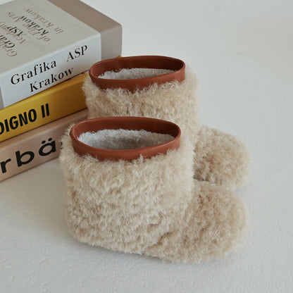 New Casual Winter Girls Thermal Soft Soled Sleeve Fur Booties