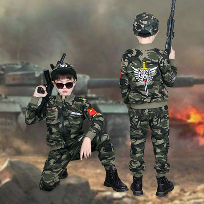 New Autumn Children Camouflage Medium And Big Children Handsome Two-piece Suit
