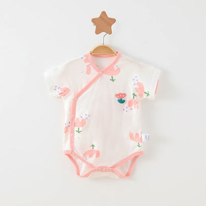 Simple Cartoon Print Summer Baby Rompers Girls Clothing