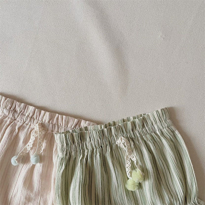 Striped Spaghetti Straps Shorts Suit Baby Girl Two-piece Suit Suit
