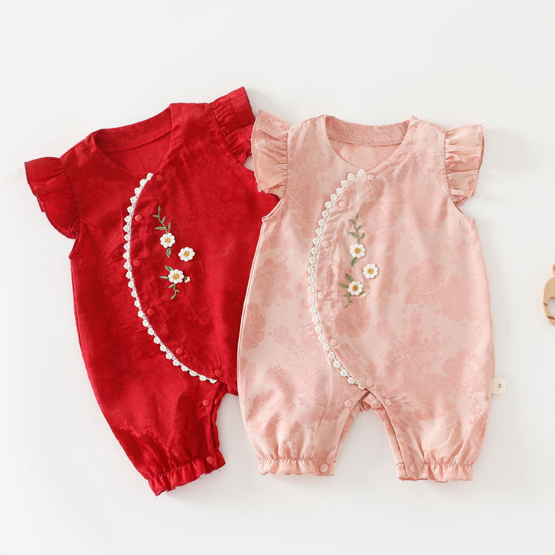 Baby Cotton Onesie Boneless Bodysuit Long-sleeve First-month Sleepwear For Girls