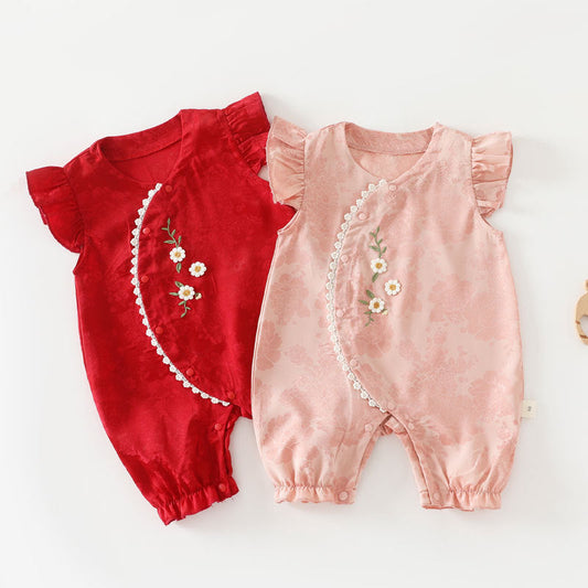 Baby Cotton Onesie Boneless Bodysuit Long-sleeve First-month Sleepwear For Girls