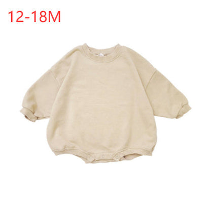 Baby Solid Color Loose Fitting Long Sleeved Jumpsuit