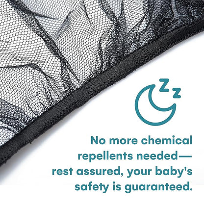 Enovoe Mosquito Net for Stroller - Bug Net for Stroller - Black Breathable Durable Polyester Mesh - Fits Strollers, Bassinets, Cradles, Playards - Pack N Plays Mini Cribs - Machine Washable