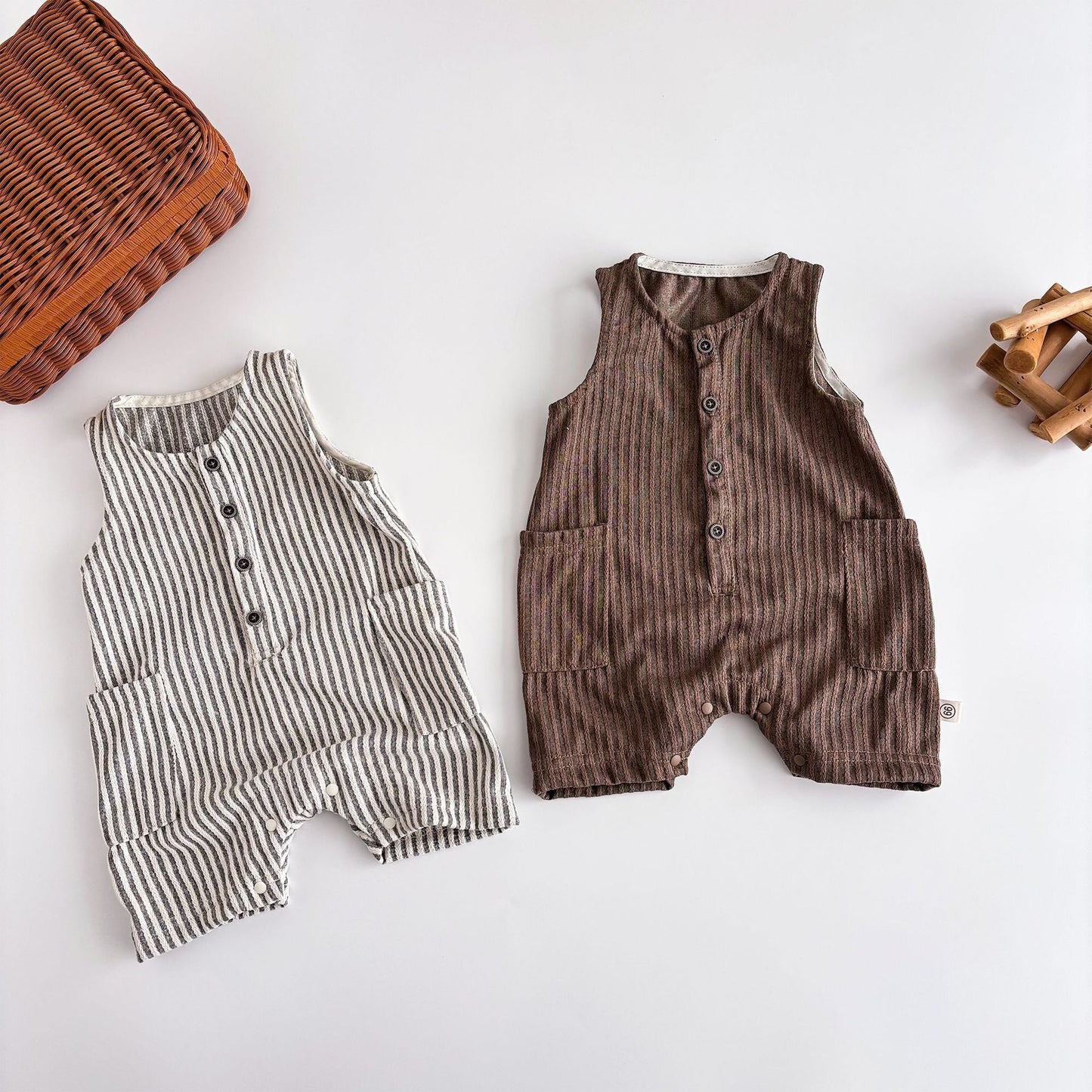 Striped Sleeveless Leotard Romper
