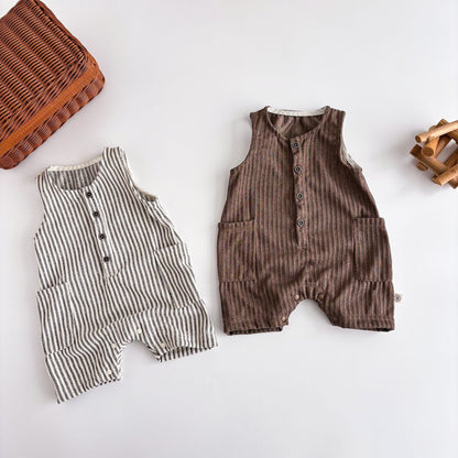 Striped Sleeveless Leotard Romper
