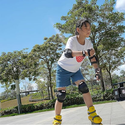 Youth/Kids Knee Pads Elbow Pads Wrist Guards Protective Gear Set for 3-15 Years Child Roller Skates, Skateboard, Cycling, Inline Skating, BMX Bike, Balance Bike, Scooter Riding and Other Outdoor Sports