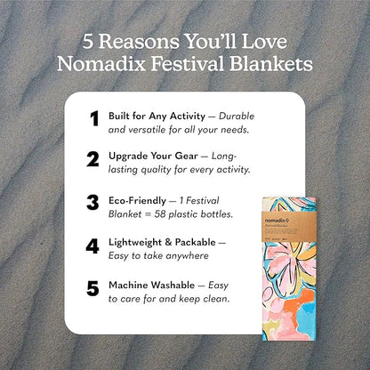 Nomadix Festival Blanket - Perfect for Picnics, Camping, & Lawn Seating - Plush Top & Water Resistant Base - Made with Post Consumer Recycled Materials - Jungle - 60x70