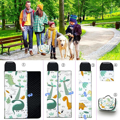 Extra Large Picnic Blanket Waterproof,80"x 80"Foldable Machine Washable Beach Blanket,Outdoor Blanket for 6-8 Adults,Suitable for Indoor Crawling,Park Beach,Camping,Hiking,Family Travel(Dinosaur)