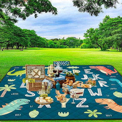 Extra Large Picnic Blanket Waterproof,80"x 80"Foldable Machine Washable Beach Blankets,Outdoor Blanket for 6-8 Adults,Picnic Mat Suitable for Indoor Crawling,Park Beach,Camping,Hiking,Travel( Blue)