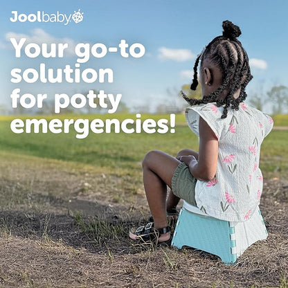 Jool Baby Portable Potty Training Chair with Travel Bag and 30 Liners, Foldable, Indoor/Outdoor Use, Camping (Aqua)