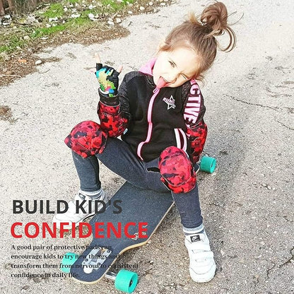 Soft-Style Kids Knee and Elbow Pads with Bike Gloves, Flexible Impact-Resistant Gear for Ages 2-11, Designed for Balance Bikes, Roller-Skating, and Skateboarding