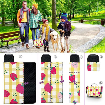 Extra Large Picnic Blanket Waterproof,80"x 80"Foldable Machine Washable Beach Blanket,Outdoor Blanket for 6-8 Adults,Picnic Mat Suitable for Indoor Crawling,Park Beach,Camping,Hiking,Travel（Yellow）