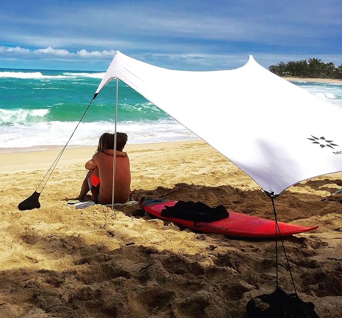Neso Tents Beach Tent with Sand Anchor, Portable Canopy Sunshade - 7' x 7' - Patented Reinforced Corners(White)