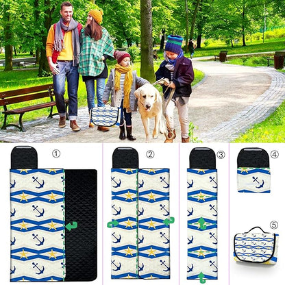 Poedist Extra Large Picnic Blanket Waterproof,80"x 80"Foldable Machine Washable Beach Blanket,Outdoor Blanket for 6-8 Adults,Suitable for Indoor Crawling,Park Beach,Camping,Hiking,Family Travel(Boat)