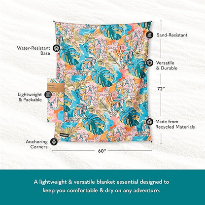 Nomadix Festival Blanket - Perfect for Picnics, Camping, & Lawn Seating - Plush Top & Water Resistant Base - Made with Post Consumer Recycled Materials - Jungle - 60x70