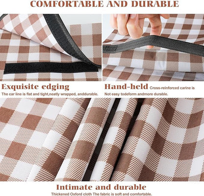 Picnic Blanket Waterproof Beach Rug 80''x80'' Picnic Mat Washable Lightweight with Handle Coffee Checkered for Hiking Travelling Outdoor Camping,Parks
