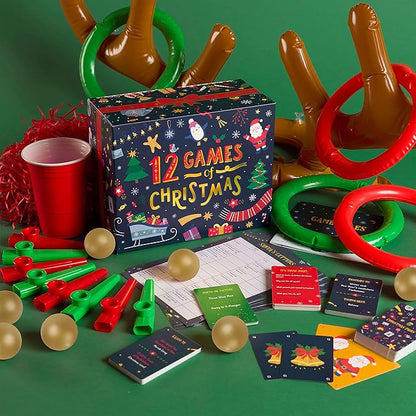 Gutter Games 12 Games of Christmas - 12 Hilarious Holiday Activities [Family Party Games Pack for Kids, Teens & Adults] - by Beat That! Game - Multicolor