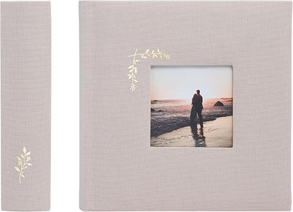Elegant Linen Photo Album - 200 Acid-Free Pockets for 4x6 Pics - Perfect for Weddings & Gifts