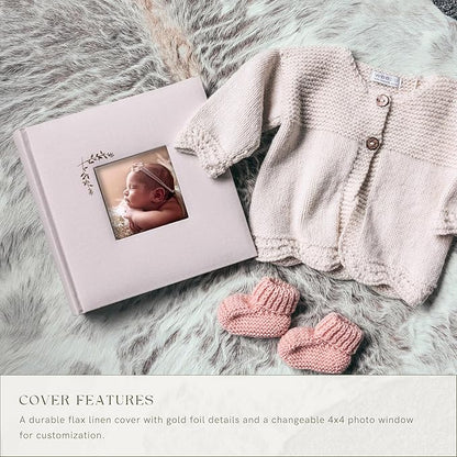 Elegant Linen Photo Album - 200 Acid-Free Pockets for 4x6 Pics - Perfect for Weddings & Gifts