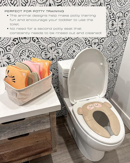 Hippypotamus Travel Potty Seat for Toddler - Folding Potty Training Seat - Portable Toilet Seat Cover for Baby & Kids (PINK Unicorn)